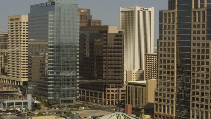 A view of some buildings in the city.