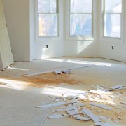 A room with some pieces of wood on the floor